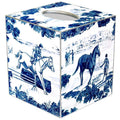 Equestrian Toile Blue Tissue Box Cover