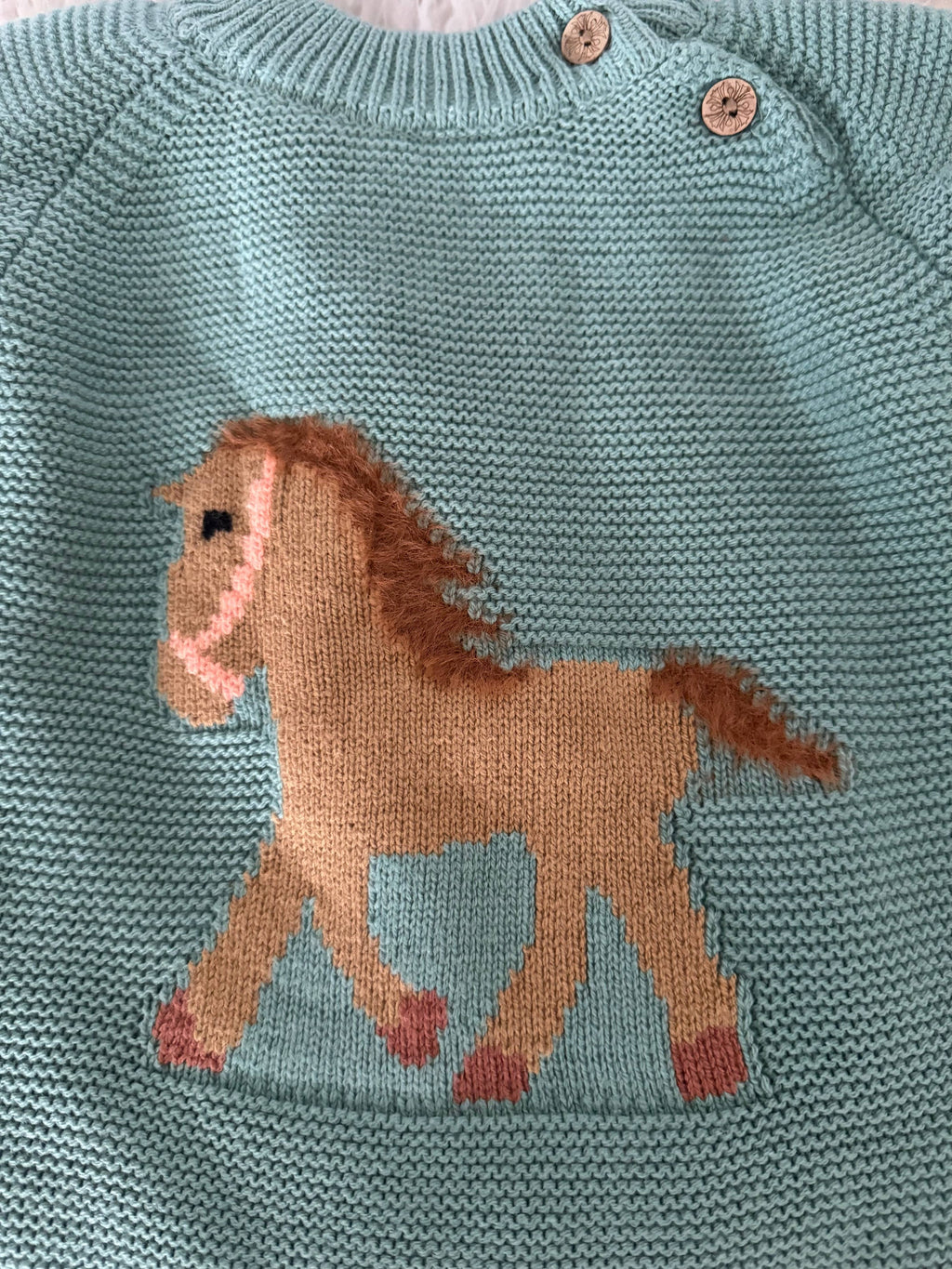 Gwenny Horse Sweater (Seafoam)