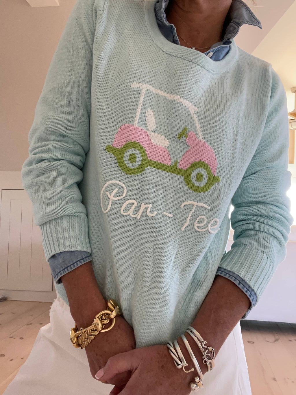 Aqua Par Tee Golf Sweater  EMBROIDERED