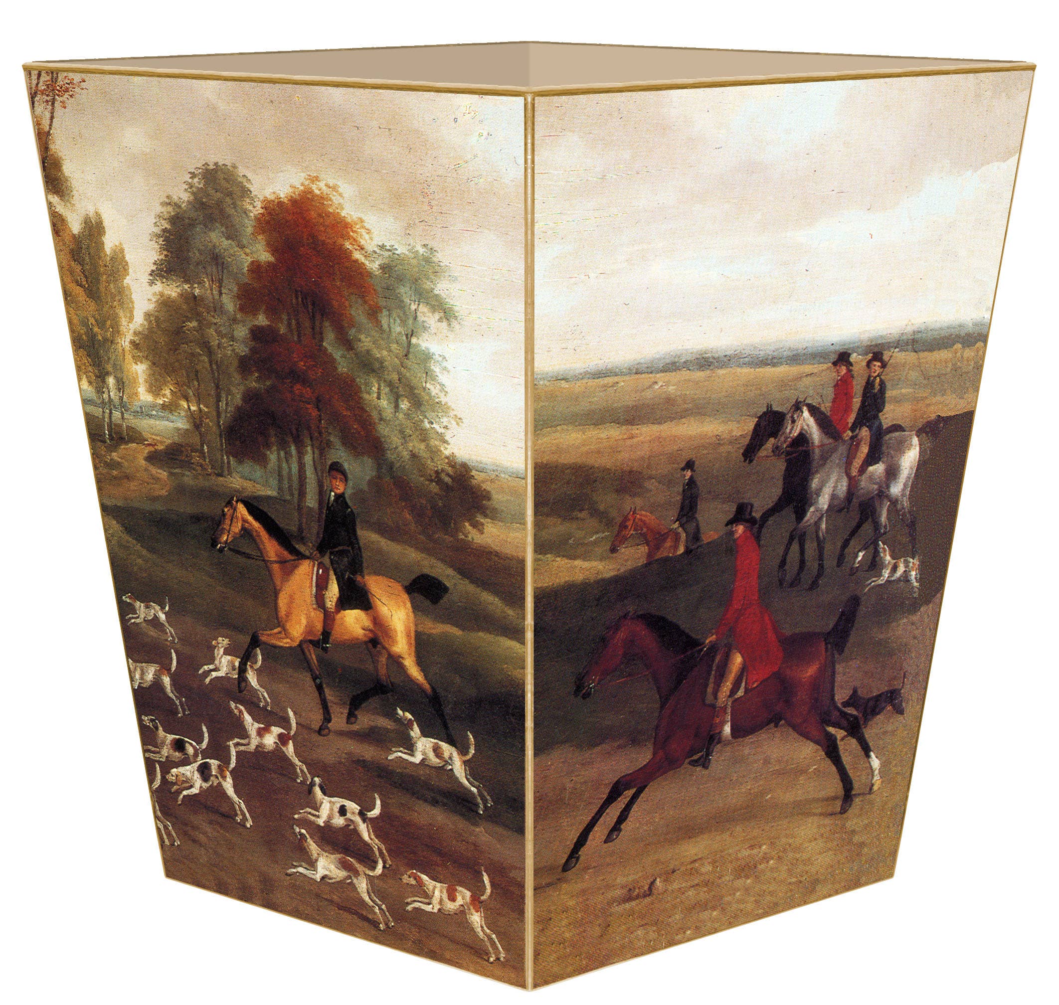 WB227-English Hunt Scene Wastepaper Basket