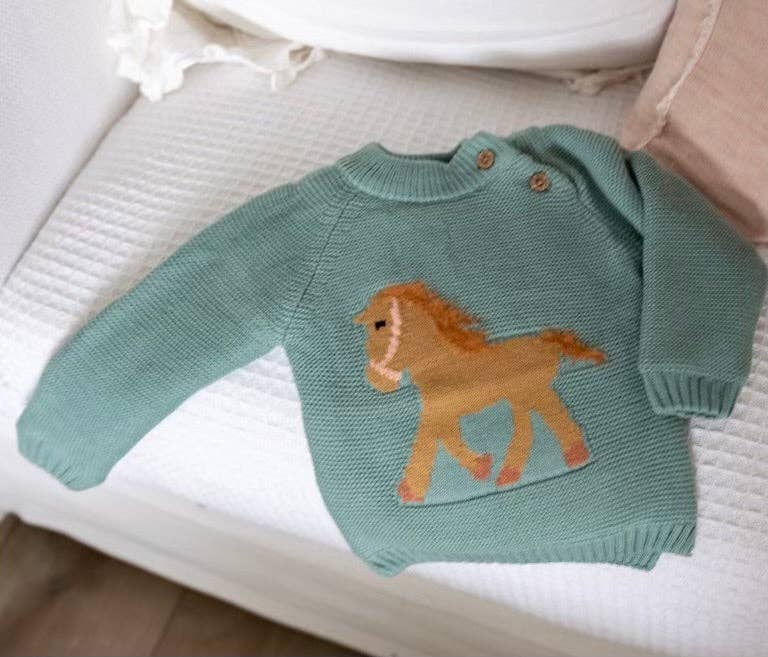 Gwenny Horse Sweater (Seafoam)