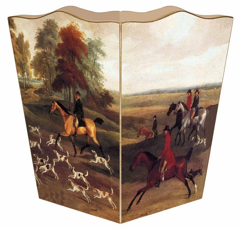 WB227-English Hunt Scene Wastepaper Basket